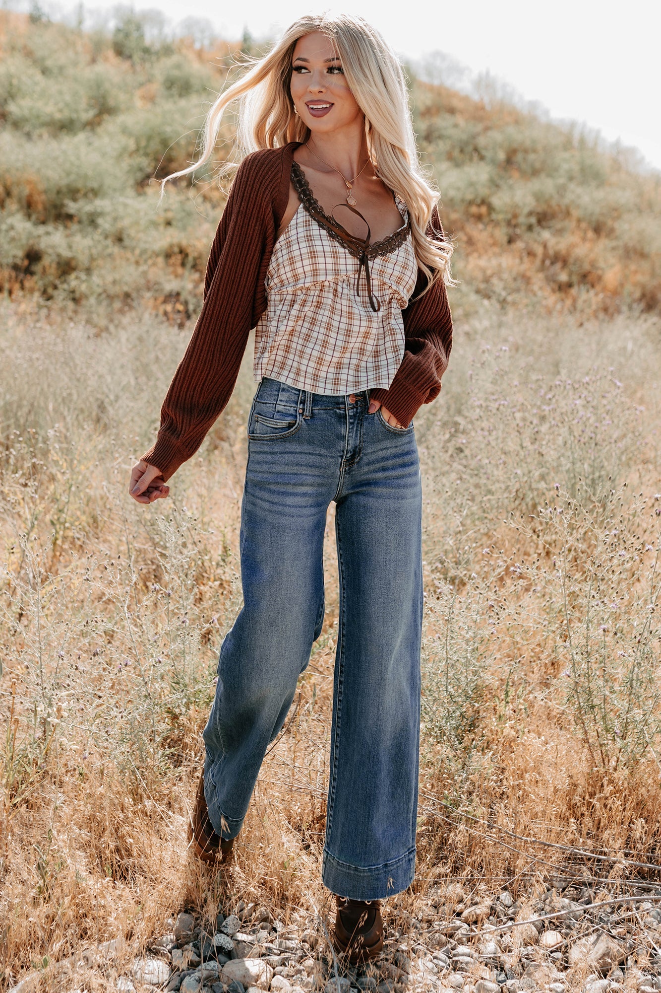 Toasted Coconut Season Bolero Shrug Cardigan (Chestnut)