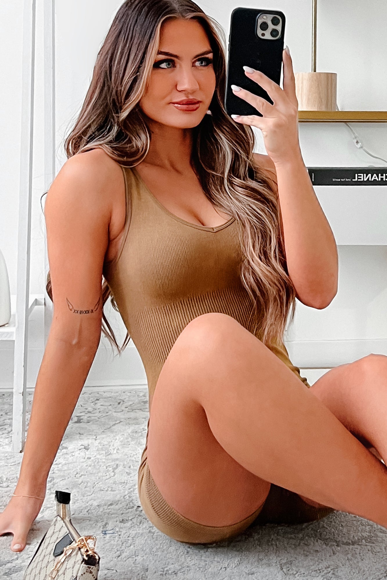 Productive Mornings Mineral Wash Seamless Romper (Mocha)