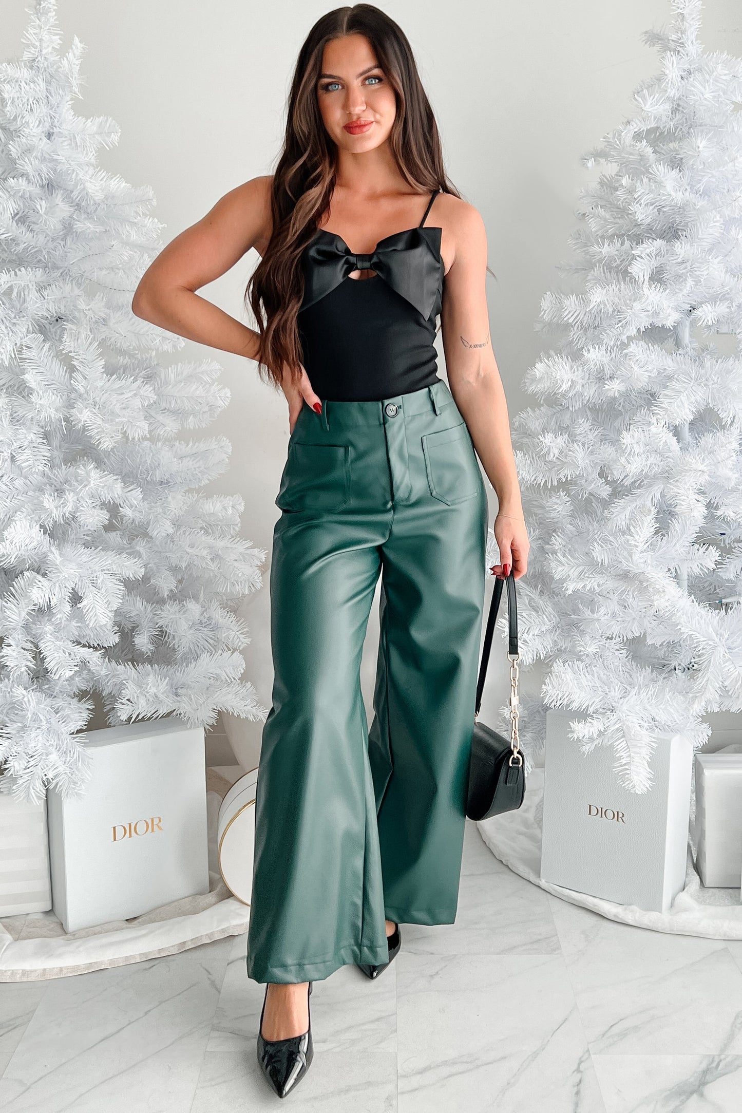 The World Awaits Bow Detail Bodysuit (Black)