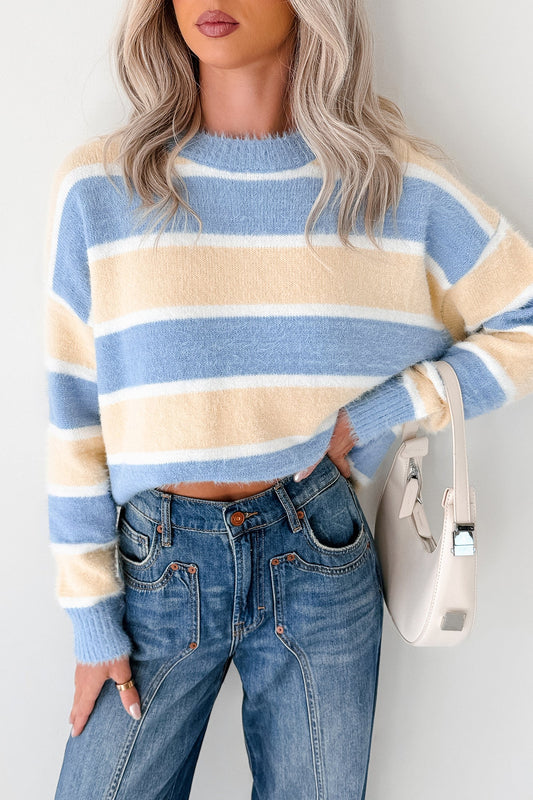 Soft Sentiments Papermoon Striped Fuzzy Sweater (Light Yellow/Light Blue)