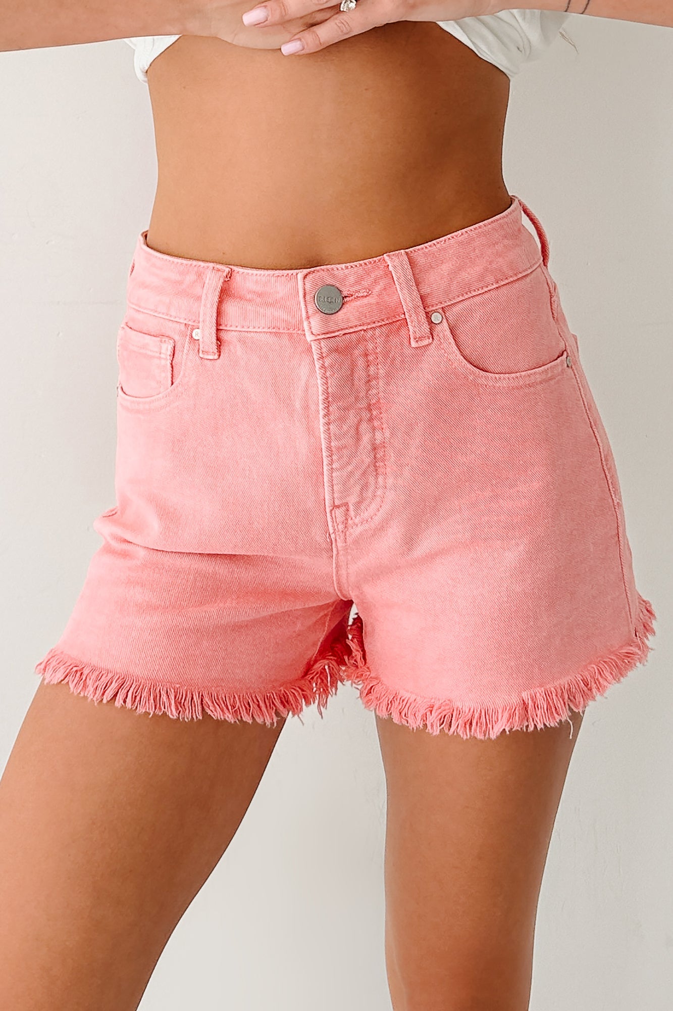 The Journey Continues High Rise Tummy Control Risen Shorts (Flamingo)