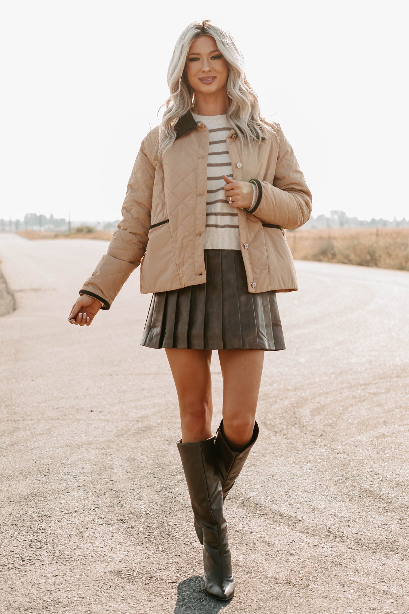 Up & Coming Quilted Barn Jacket (Camel)