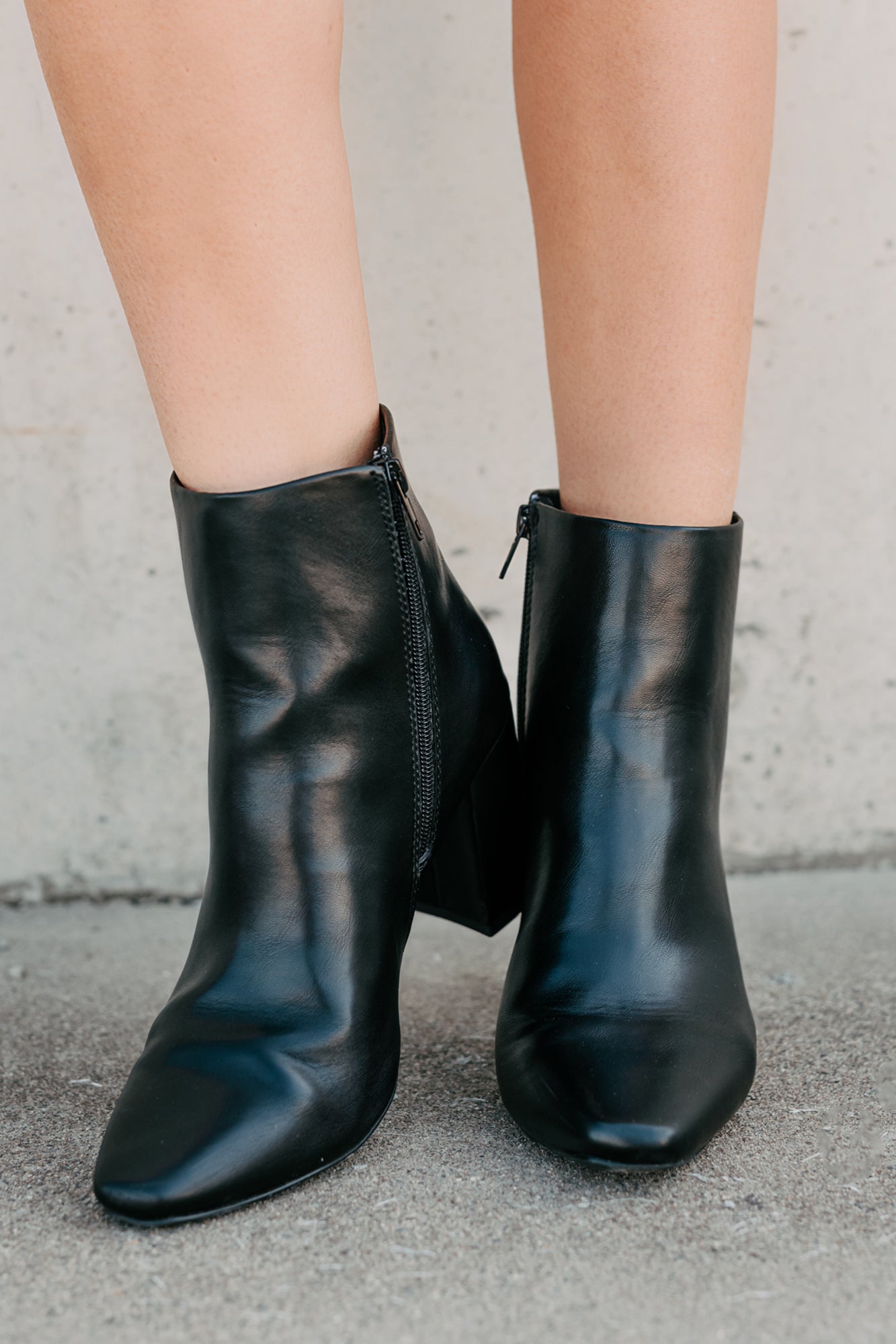 Polished Path Block Heel Ankle Boots (Black)